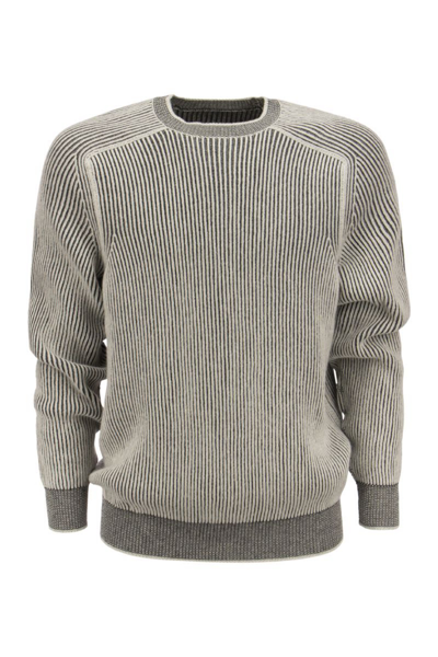 Sease Dinghy - Ribbed Cashmere Reversible Crew Neck Sweater In White