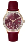 Porsamo Bleu Ruby Sunray Croc Embossed Leather Strap Watch, 34mm In Rose/merlot