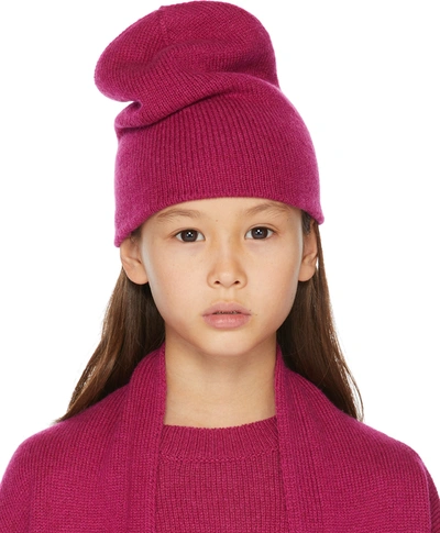 The Row Kids' Knitted Ribbed-edge Beanie Hat In Fuchsia