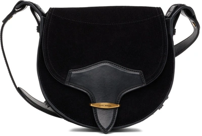 Isabel Marant Botsy Leather-trimmed Suede Shoulder Bag In Nero