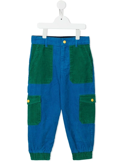 Stella Mccartney Kids' Two-tone Corduroy Trousers In Blue