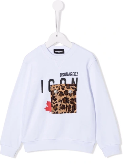 Dsquared2 Teen Icon-print Cotton Sweatshirt In White