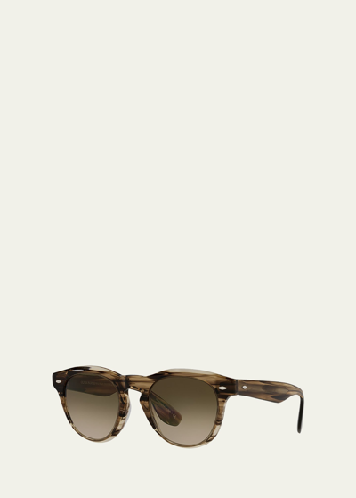 Brunello Cucinelli Nino Round Acetate Sunglasses In Olive