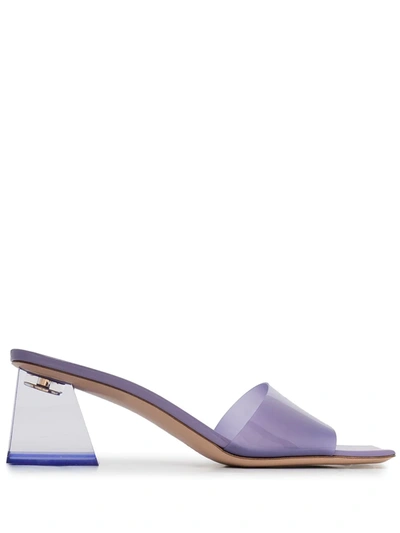 Gianvito Rossi Clear Block-heel Mule Sandals In Purple