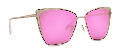 Diff Becky Rose Gold Cat Eye Sunglasses In Pink