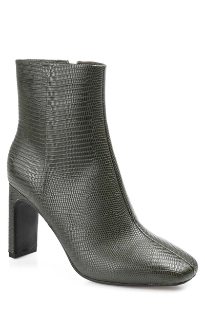 Journee Collection Sarla Lizard Embossed Block Heel Bootie In Green