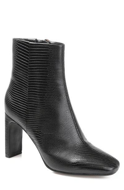 Journee Collection Sarla Lizard Embossed Block Heel Bootie In Black