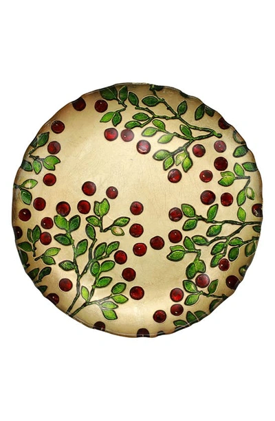 Vietri Cranberry Glass Salad Plate In Gold