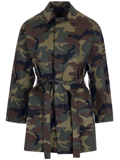 Fear Of God Camo Print Military Coat Green In Multi-colored