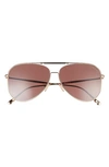 Tom Ford Charles-02 60mm Pilot Sunglasses In Shiny Rose Gold