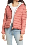 Save The Duck Gwen Cozy Faux Fur Trim Hooded Puffer Jacket In Pink