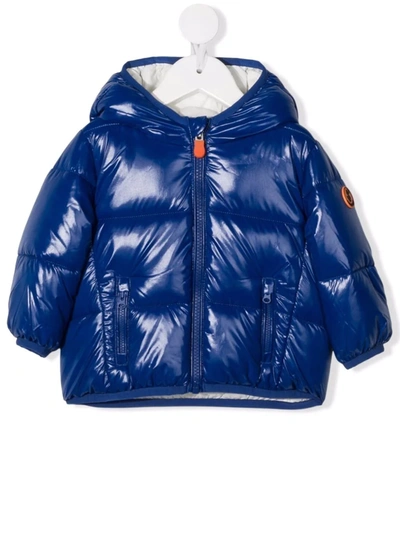 Save The Duck Babies' Logo Patch Padded Jacket In Blue