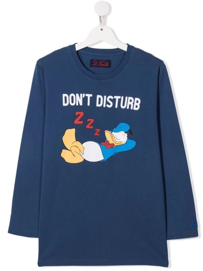 Mc2 Saint Barth Teen Disturb Donald-print Cotton T-shirt In Blue
