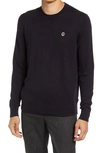 Ted Baker Cardiff Core Wool Crewneck Sweater In Navy
