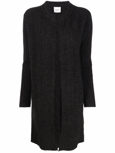 Alysi Ribbed Knit Long Cardigan In Grey