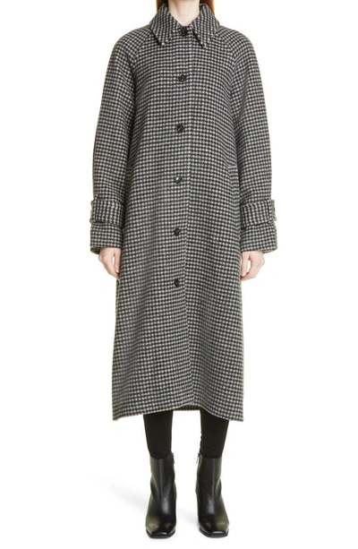 Samsoe & Samsoe Alma B Check Recycled Wool Blend Coat In Black