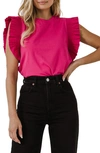 English Factory Poplin Ruffle Top In Magenta