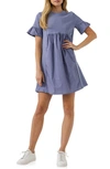 English Factory Solid Minidress In Dusty Blue
