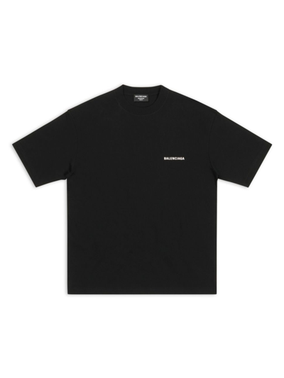 Balenciaga Logo Printed Medium Fit Jersey T-shirt In Black