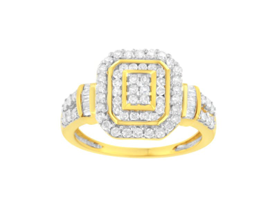 Haus Of Brilliance 10k Yellow Gold Flash Plated .925 Sterling Silver 3/4 Cttw Diamond Cluster Ring (i-j Color, I1-i2 Cl