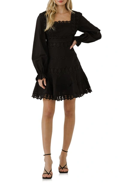 Endless Rose Embroidered Lace Mini Dress In Black