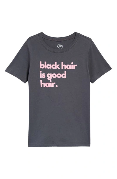 Typical Black Tees Kids' Black Hair Is Good Hair Tee In Charcoal
