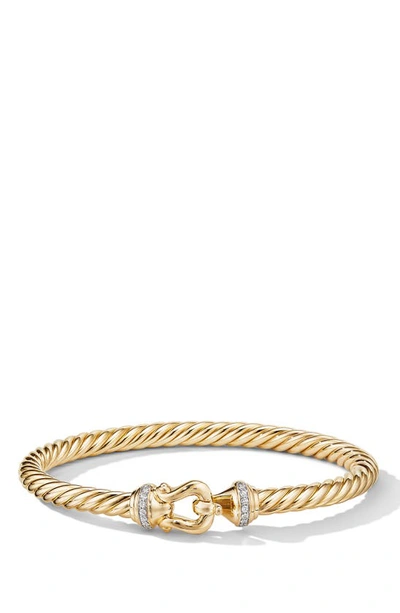 David Yurman Cable Buckle Bracelet With Diamonds In Yellow Gold