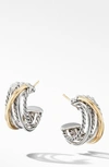 David Yurman Crossover Huggie Hoop Earrings In Silver/ Gold