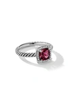 David Yurman Petite Chatelaine® Pavé Bezel Ring With Semiprecious Stone And Diamonds In Silver Pave/ Red Garnet