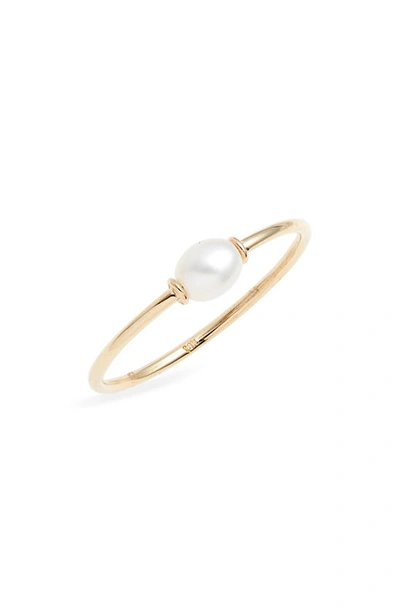 Poppy Finch Skinny Keishi Cultured Pearl Ring In Yellow Gold