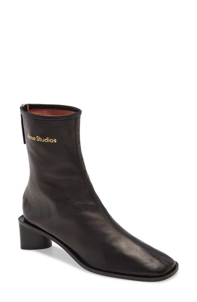 Acne Studios Logo Leather Ankle Boots In Black/black
