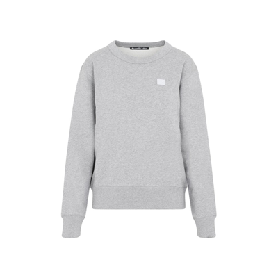 Acne Studios Fairah Face Patch Organic Cotton Sweatshirt In Light Grey Melange