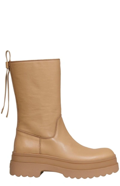 Red Valentino Rubberized Leather Boots In Beige