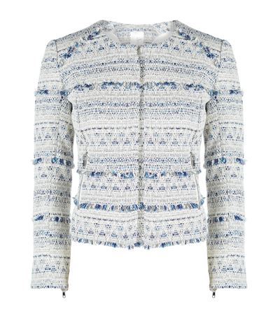 Joie Tesita Bouclé Fringe Jacket In Chambray Print | ModeSens