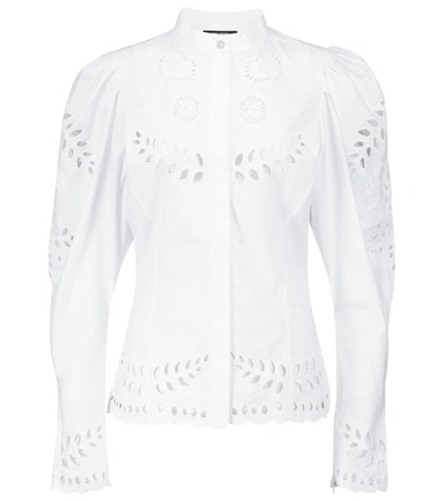 Isabel Marant Danala Broderie-anglaise Cotton-poplin Top In White