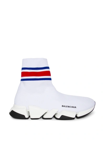 Balenciaga Men's Speed 2.0 Knit High Top Sneakers In White
