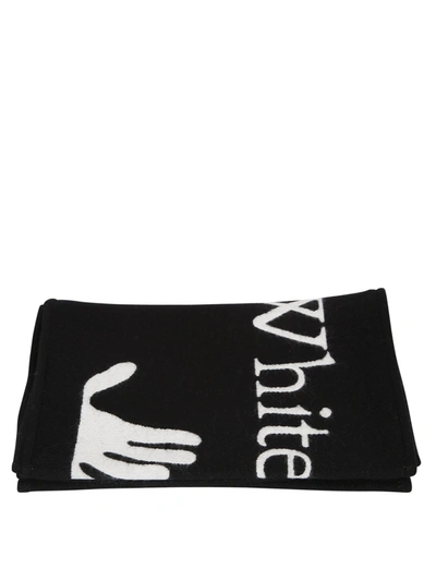 Off-white Wool Blend Scarf With Logo In Black