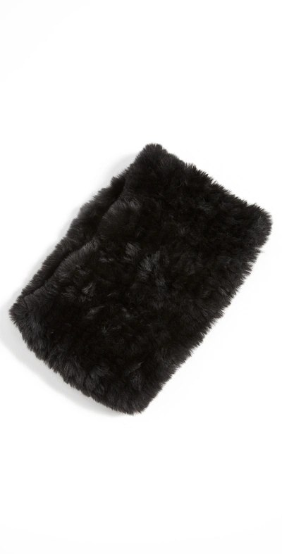 Adrienne Landau Faux Fur Knit Elastic Infinity Scarf In Black
