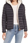Save The Duck Gwen Cozy Faux Fur Trim Hooded Puffer Jacket In Blue