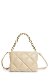 Stand Studio Brynnie Quilted Lambskin Leather Convertible Clutch In Warm Sand With Gold Chain