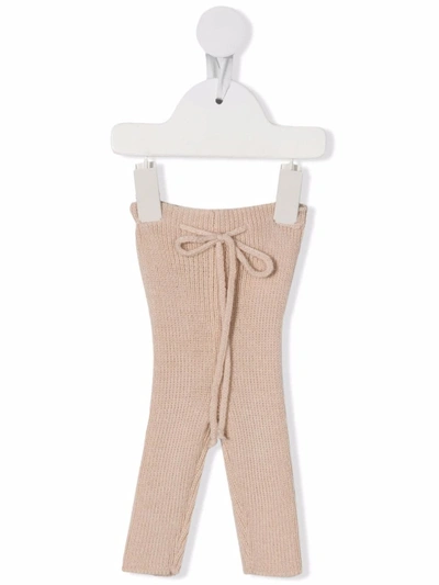 Babe And Tess Babies' Knit Ribbed Leggings In Neutrals