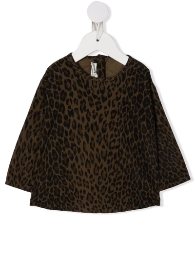Babe And Tess Babies' Animal Print Blouse In Brown