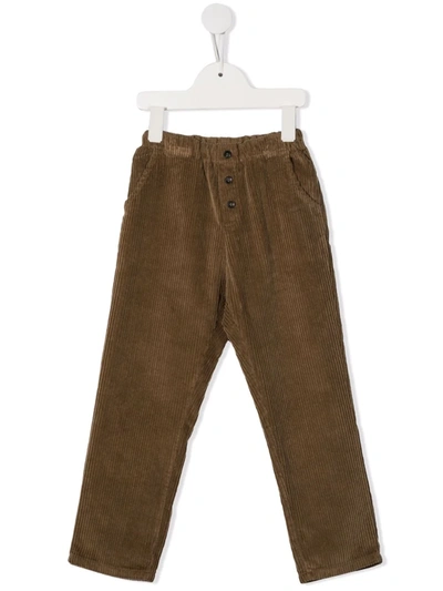 Babe And Tess Kids' Straight Corduroy Trousers In Beige
