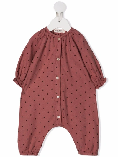 Babe And Tess Babies' Polka Dot Long-sleeve Body In Pink