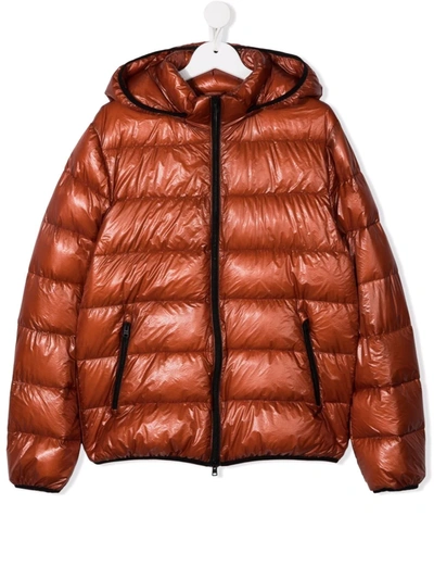 Herno Kids' Hooded Padded Jacket In Orange