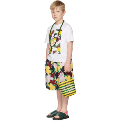 Marni Kids Floral Shorts In Grass Green 0m523
