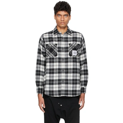 Fumito Ganryu Pleated Flannel Shirt Jacket In Black