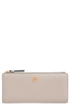 Tory Burch Walker Slim Zip Wallet In Gray Heron