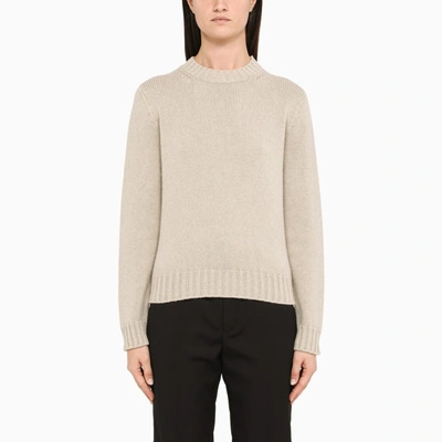 Max Mara Light Grey Crewneck Pullover In Beige