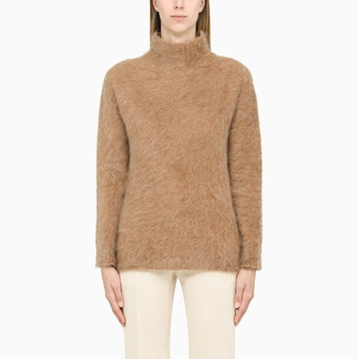 Max Mara Camel Turtleneck Pullover In Beige